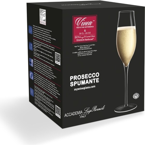 Luigi Bormioli Set 6 Vinea Prosecco Spumante Champagne Glasses 200ml Set 6