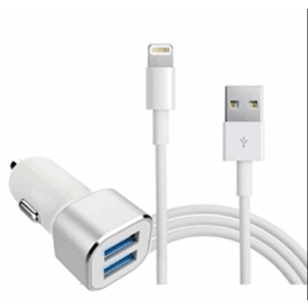 3.1A Dual USB Car Charger with Lightning Cable