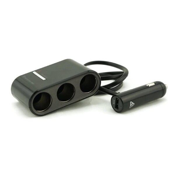 3 Way Cigarette Socket Splitter with 2 x USB Ports