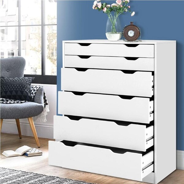6 Chest of Drawers Artiss Tallboy White