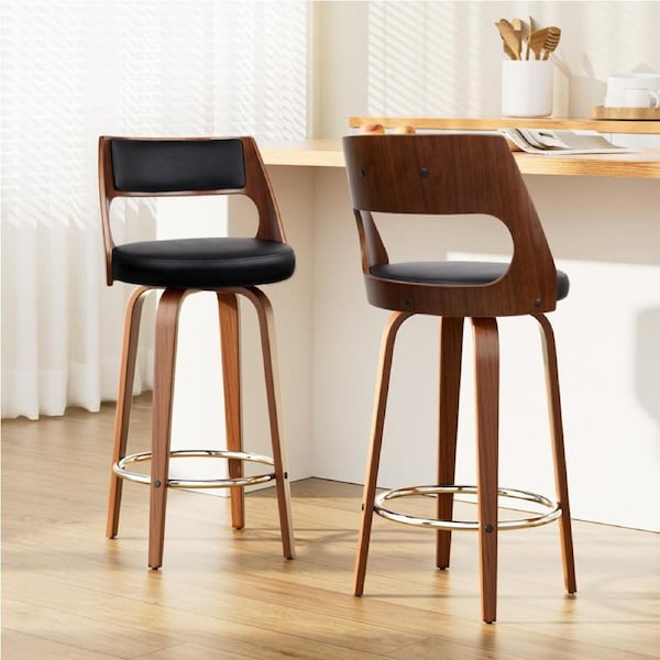 2x Artiss Bar Stools Swivel Leather Chair 76cm