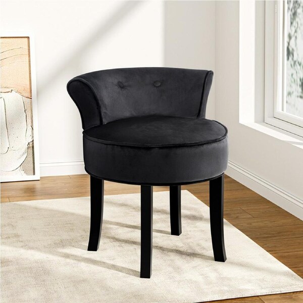 1x Artiss Armchair Vanity Stool Velvet Black