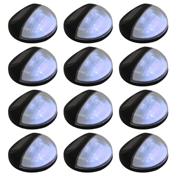 Outdoor Solar Wall Lamps LED 12 pcs Round Black vidaXL