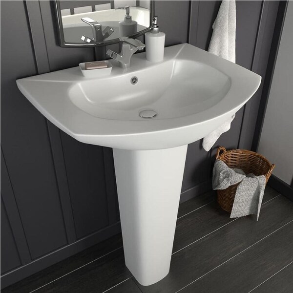 Freestanding Basin with Pedestal Ceramic White 650x520x200 mm vidaXL
