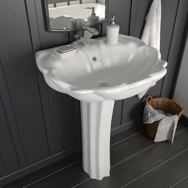 Freestanding Basin with Pedestal Ceramic White 580x510x200 mmvidaXL