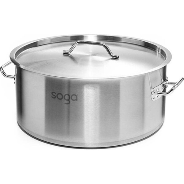 SOGA Stock Pot 32L Top Grade Thick Stainless Steel Stockpot 18/10