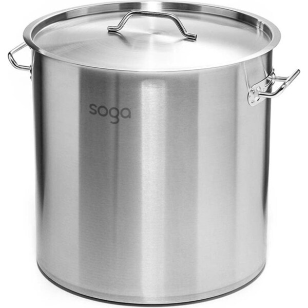SOGA Stock Pot 50L Top Grade Thick Stainless Steel Stockpot 18/10