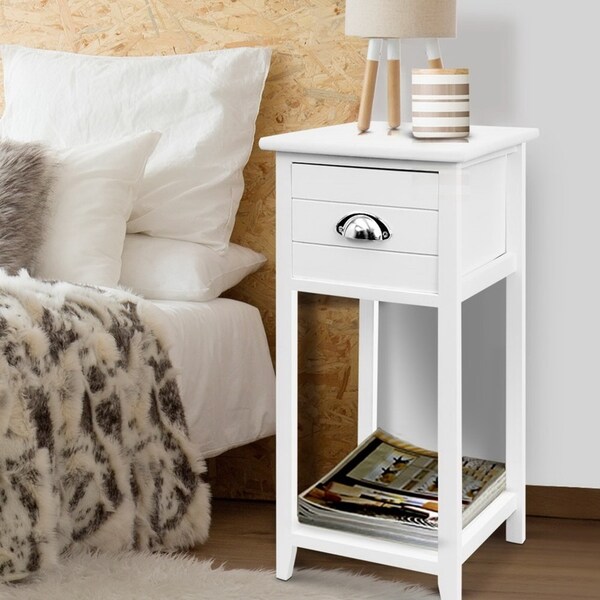 1 Drawer Artiss Bedside Table Side Table - THYME White