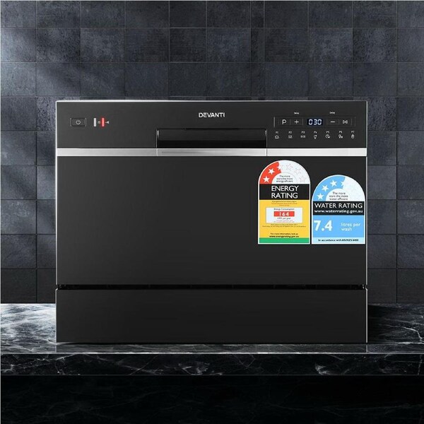 Devanti 6 Place Settings Benchtop Dishwasher Black