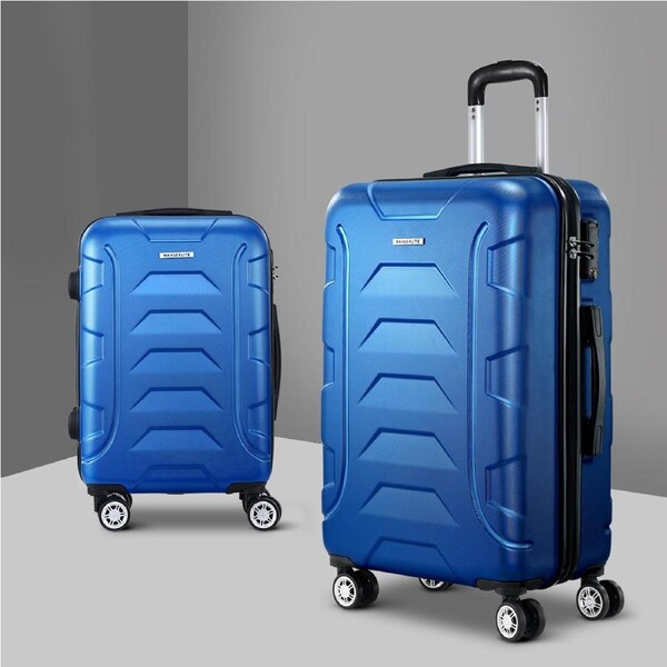 20" 28" Wanderlite Luggage 2pc Trolley Travel Suitcase Set TSA Hard Case Lightweight Blue