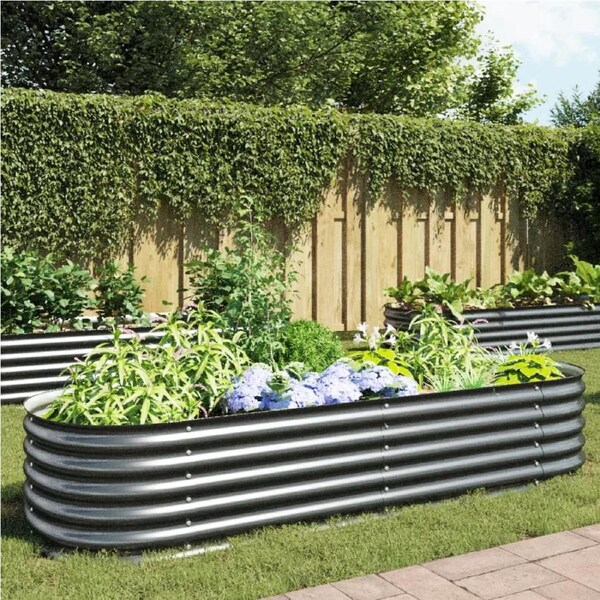 Garden Raised Bed 240x80x44 cm Galvanised Steel Grey vidaXL