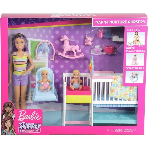 Barbie Skipper Babysitters Inc Nap n Nurture Nursery Dolls and Playset