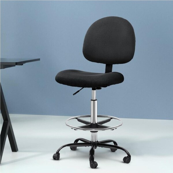 Artiss Office Chair Drafting Stool Computer Standing Desk Fabric Chairs Black
