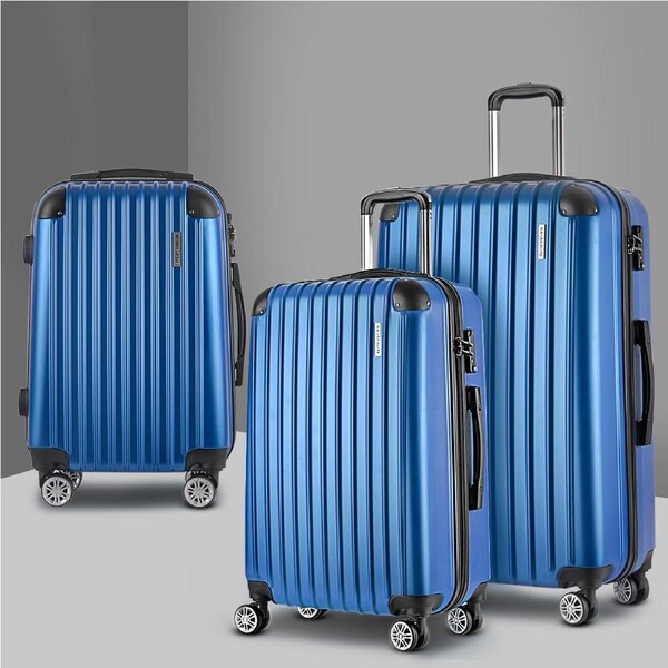 20" 24" 28" Wanderlite Luggage 3pcs Set Travel Suitcase - Blue