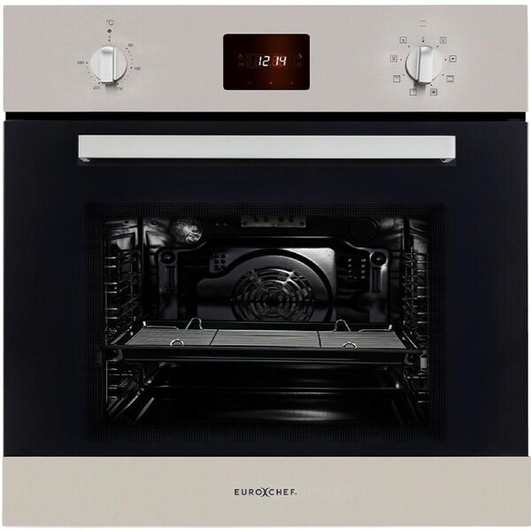 EuroChef Electric Oven Built-In 8 Function Fan Forced Wall Oven Grill 80L Stainless Steel