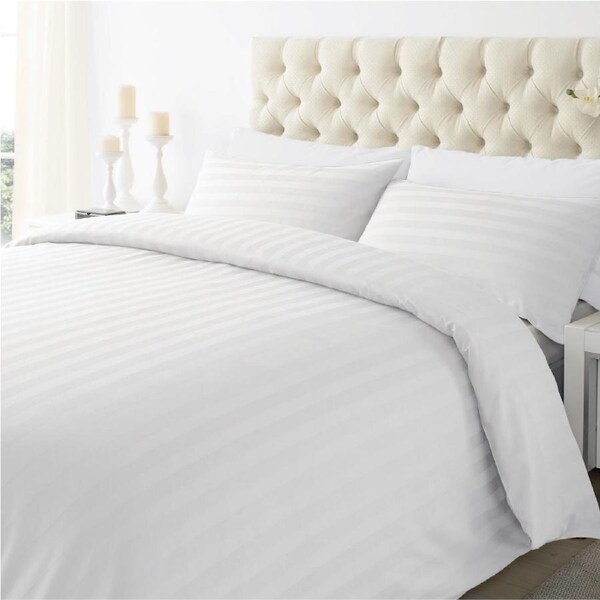 Microfibre Striped Quilt Cover Set 1000TC in 4 Colours King / White