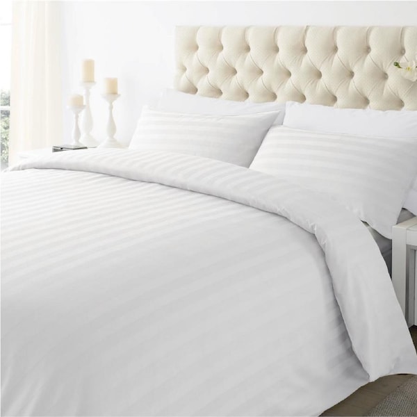 Microfibre Striped Quilt Cover Set 1000TC in 4 Colours Super King / Ocean