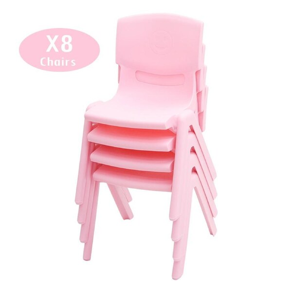 Set of 8 Kids Plastic Pink Chair Up to 100KG
