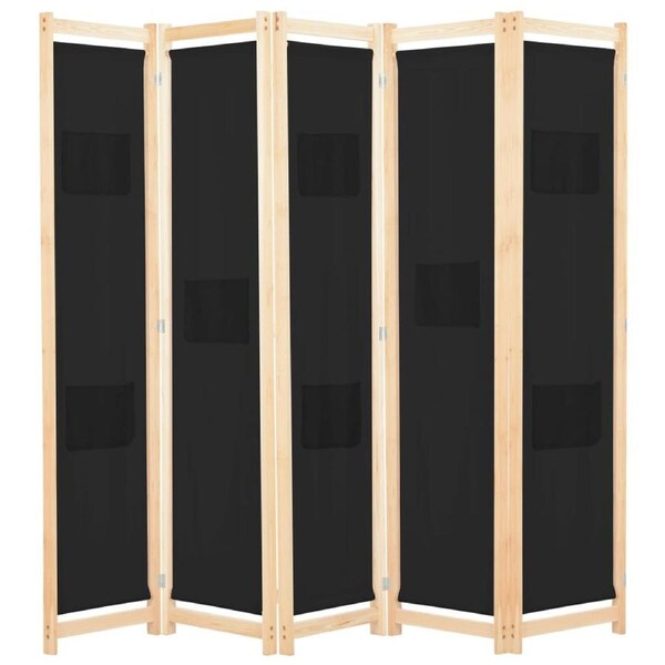 5-Panel Room Divider Black 200x170x4 cm Fabric vidaXL