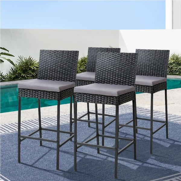 Gardeon Outdoor Bar Stool Dining Chair Bar Stools Rattan Furniture Patio X4