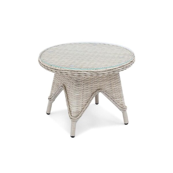 FurnitureOkay Rosebud Wicker Outdoor Side Table - White Shell