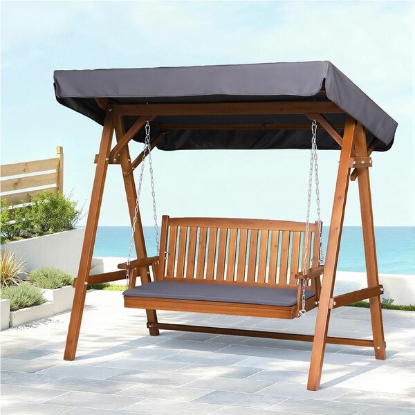Gardeon Wooden Swing Chair Garden Bench Canopy 3 Seater Outdoor Furniture