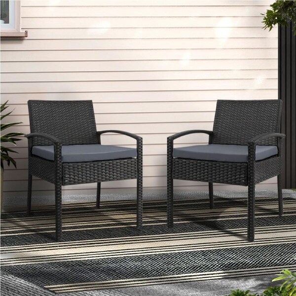 2x Gardeon Outdoor Dining Chairs Patio Furniture Rattan Lounge Chair Cushion Felix