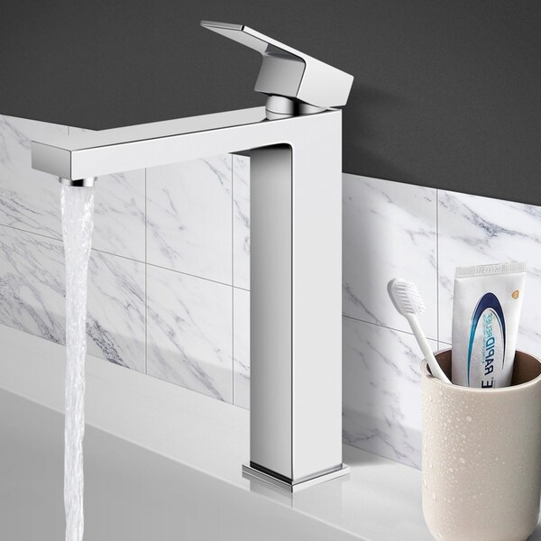 ACA Square Chrome Bathroom Taps Tall Basin Mixer Tap Tapware Faucet Sink WELS Silver