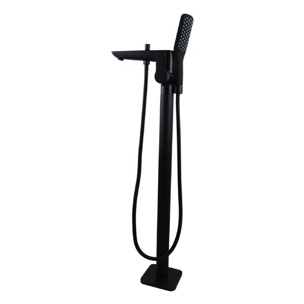 ACA Black Freestanding Bathtub Mixer with Handheld Shower Spout Floor Mounted