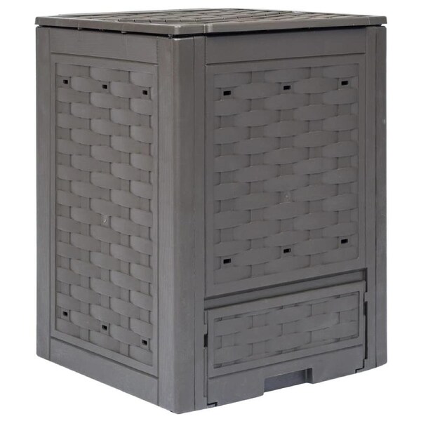 Garden Composter Brown 60x60x83 cm 300 L Plastic Rattan vidaXL