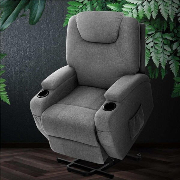 Artiss Lift Recliner Chair with Massage and Heat Electric Fabric Reclining Lift Armchair Sofa Grey