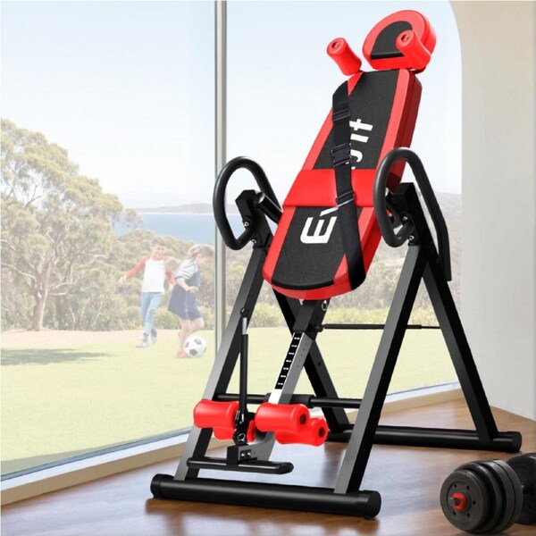 Everfit Inversion Table Gravity Exercise Inverter Back Stretcher Home Gym Red