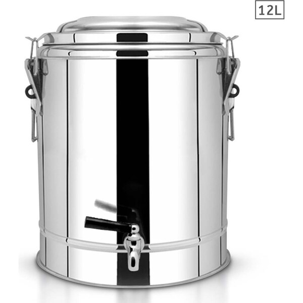 SOGA 12L Stainless Steel Stock Pot Insulated Bar Beverage Container Dispenser with Tap