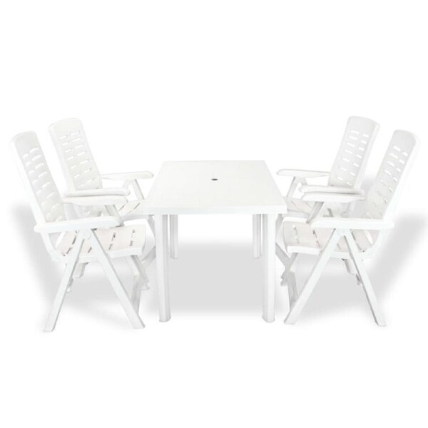5 Piece Outdoor Dining Set Plastic White vidaXL