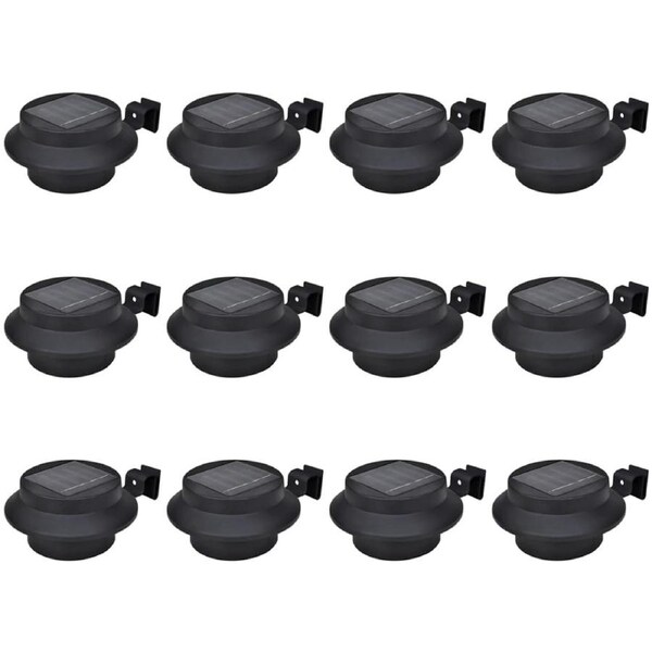Outdoor Solar Fence Lamps 12 pcs LED Black vidaXL