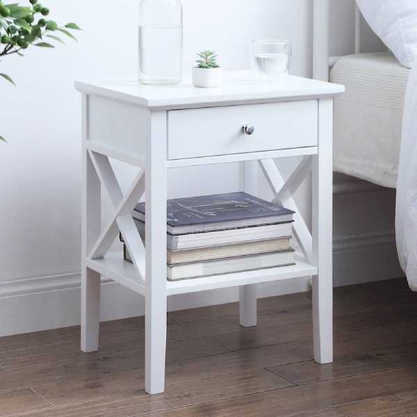 Long Island 1 Drawer Side Table - White