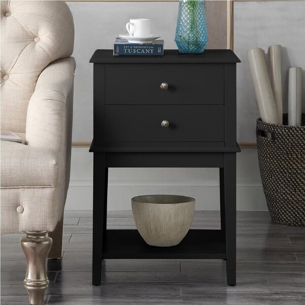 Chloe 2 Drawer Side Table - Black