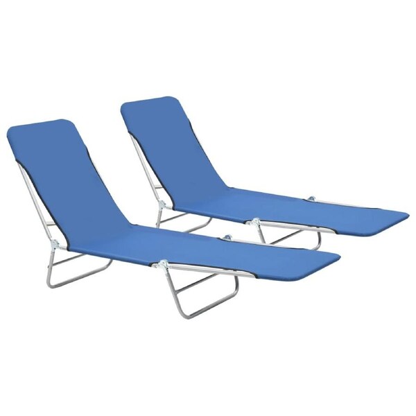 Folding Sun Loungers 2 pcs Steel and Fabric Blue vidaXL