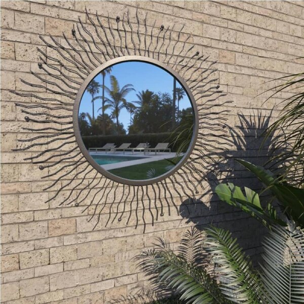 Garden Wall Mirror Sunburst 80 cm Black vidaXL