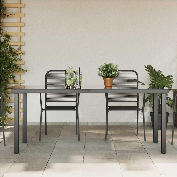 Garden Table Black 190x90x74 cm Aluminium and Glass vidaXL