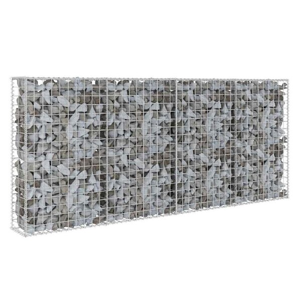 Gabion Wall with Covers Galvanised Steel 200x20x85 cm vidaXL