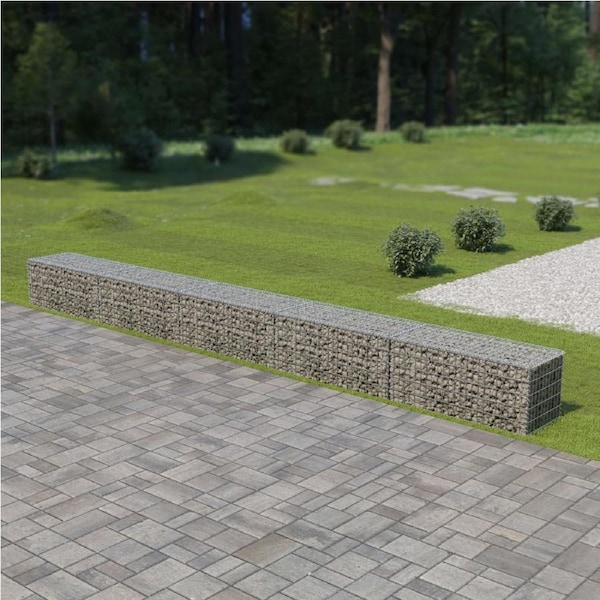 Gabion Wall with Covers Galvanised Steel 600x50x50 cm vidaXL