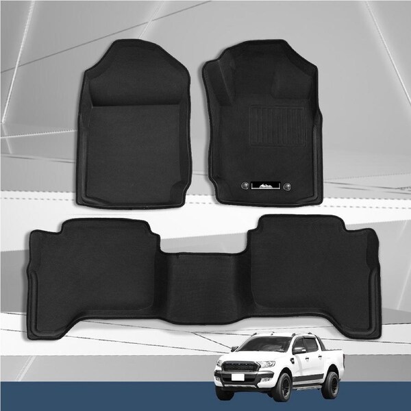 3pcs Weisshorn Car Rubber Floor Mats Fits Ford Ranger PX PX2 PX3 Dual Cab 2011-2019 3D