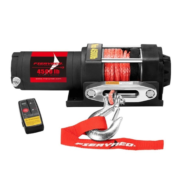 FIERYRED Electric Winch 4500LBS / 2045kg 12V Synthetic Rope Wireless Remotes