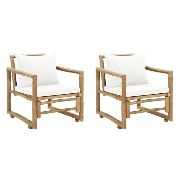 Garden Chairs 2 pcs with Cushions and Pillows Bamboo vidaXL