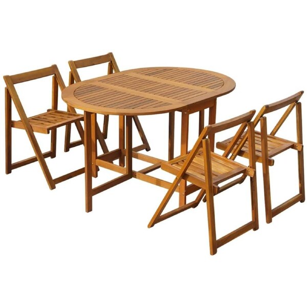 5 Piece Folding Outdoor Dining Set Solid Acacia Wood vidaXL