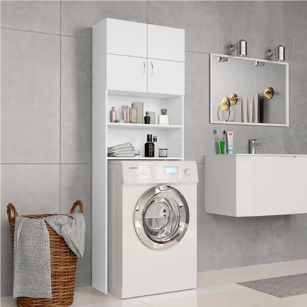 Washing Machine Cabinet White 64x25.5x190 cm Engineered Wood vidaXL