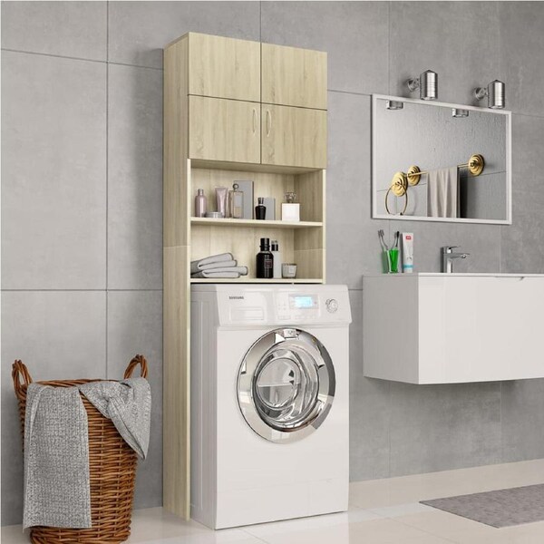 Washing Machine Cabinet Sonoma Oak 64x25.5x190 cm Engineered Wood vidaXL