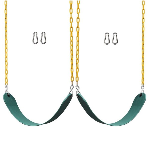 2 Pack Swings Seats Heavy Duty 66" Chain Plastic Coated Playground Swing