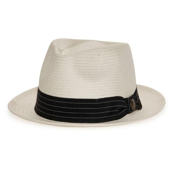 Goorin Brothers Mens Straw Hat Fedora Trilby Panama Summer Beach - Stone Small